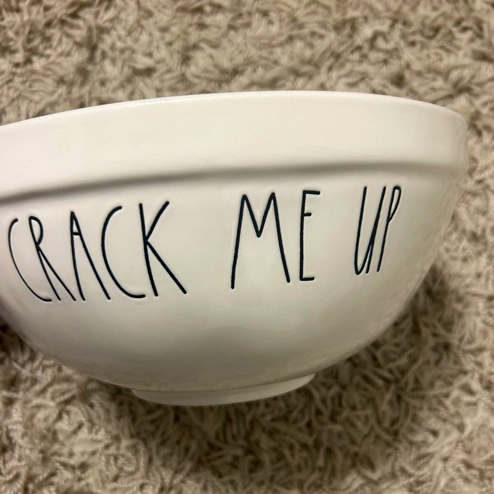 Rae Dunn “crack me up” bowl and “beat it” whisk